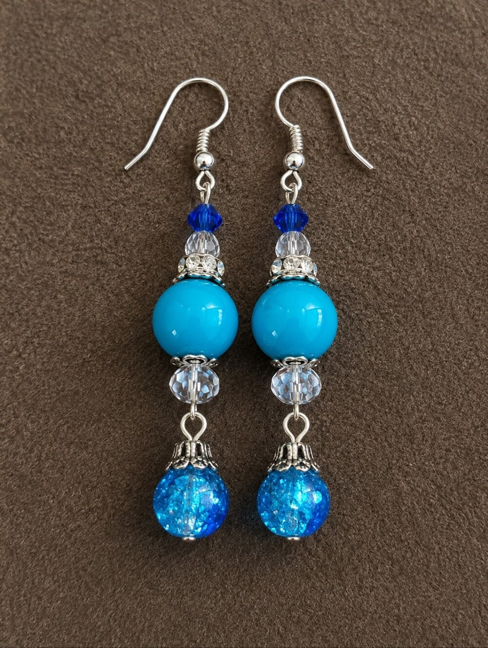 3/$30 HANDMADE Glass Swarovski Crystal Beaded Dangle Hook Earrings